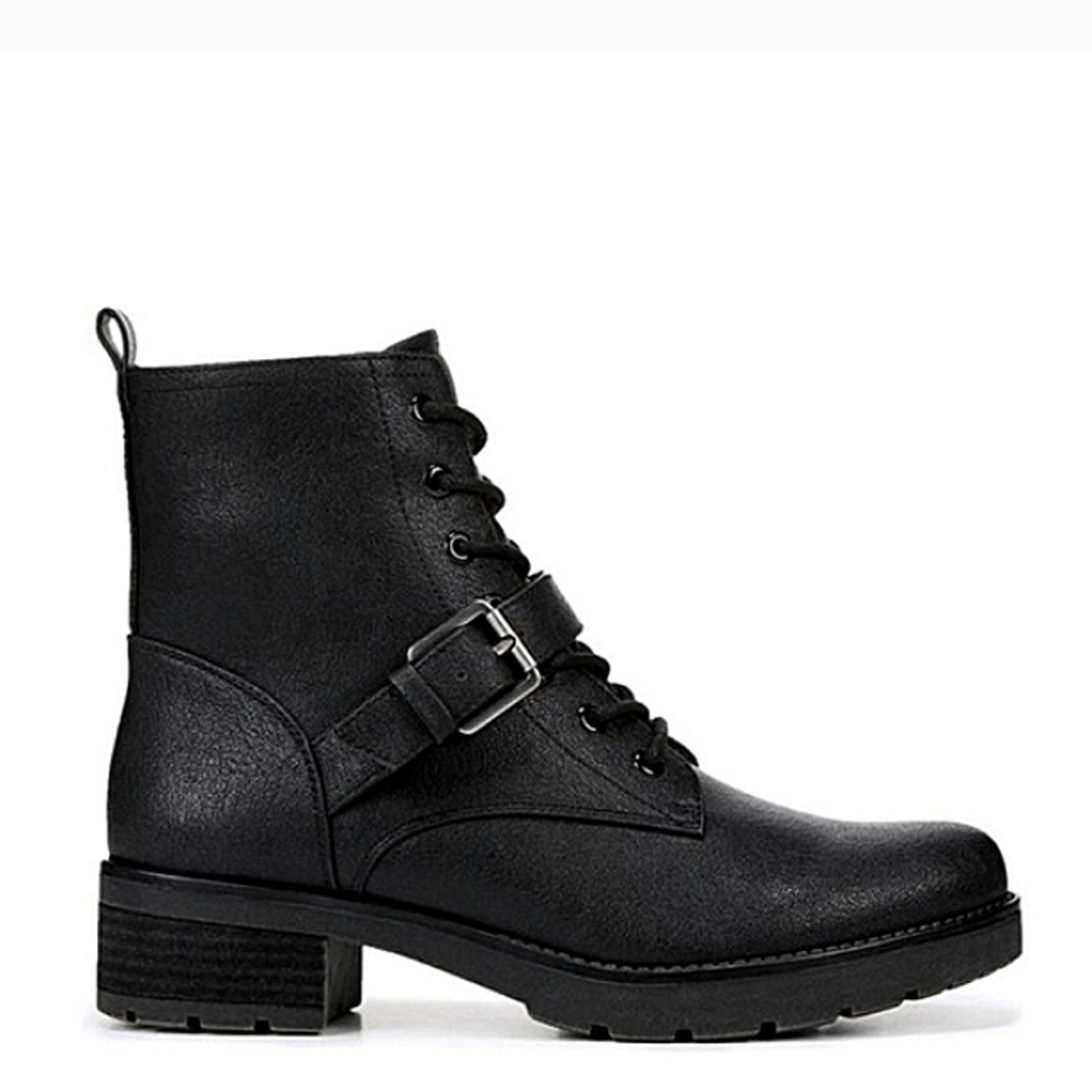 New w/Box Soul By Naturalizer Quaid Faux Leather Buckled Lace-Up Lug Sole Boots - Picture 3 of 8